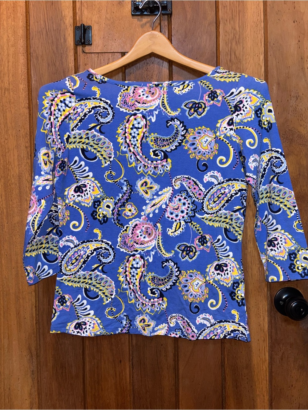 Talbots Women's Blue Paisley Boatneck Top